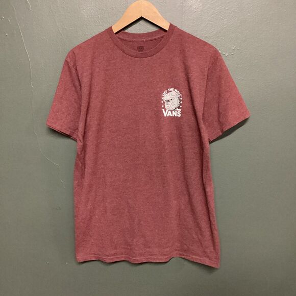 VANS Men's Off The Wall Bulldog T-shirt Burgundy Size Medium - Picture 2 of 5